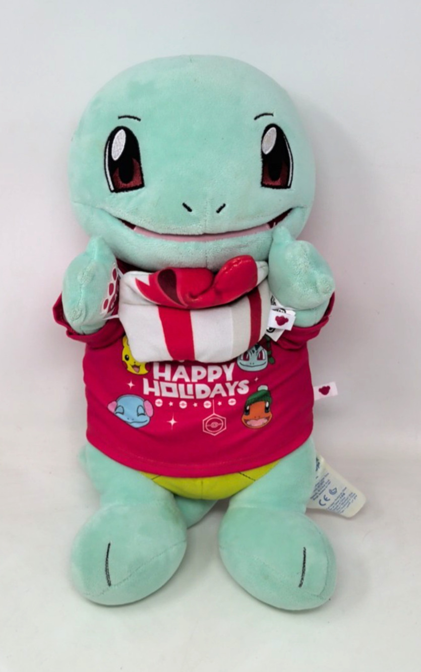 Pokémon Squirtle Build A Bear Plush 14”Stuffed Plush Animal happy Holidays shirt